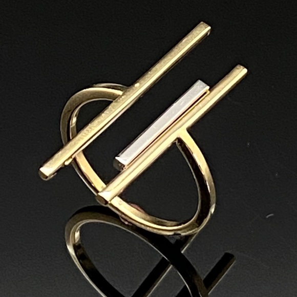 14KTriple Bar Open Modernist Cocktail Ring 7